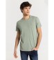 Lois Jeans Kortärmad basic t-shirt med overdye-tyg i grönt