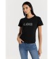 Lois Jeans Kortærmet T-shirt med sort rhinestone-logo