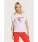 Lois Jeans Kortærmet T-shirt med frugthjertegrafik Fresh Mint hvid