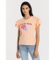 Lois Jeans Kortrmet t-shirt med frugthjertegrafik Fresh Mint pink