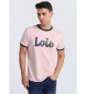 Lois Jeans T-shirt met korte mouwen en logo in roze