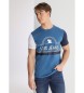 Lois Jeans T-shirt de manga curta azul de estilo vintage em contraste