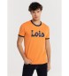 Lois Jeans T-shirt à manches courtes orange à logo contrasté et haute densité