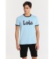 Lois Jeans T-shirt à manches courtes à logo contrasté et haute densité bleu