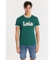 Lois Jeans Logo High Density kontrastfärgad kortärmad t-shirt grön