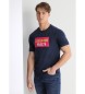 Lois Jeans Kortrmad t-shirt med broderad grafik i marinbl dollar
