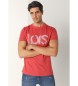 Lois Jeans Grafisch t-shirt met korte mouwen, rode opdruk en borduursel