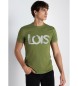 Lois Jeans T-shirt verde a maniche corte con stampa grafica e ricami