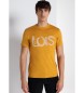 Lois Jeans T-shirt a manica corta con stampa e ricami senape