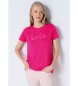 Lois Jeans Camiseta de manga corta puff print rosa