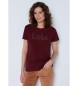 Lois Jeans Kortærmet t-shirt med pufprint i rødbrun
