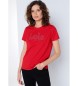 Lois Jeans Kurzarm-T-Shirt mit Puffprint rot