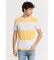 Lois Jeans T-shirt à manches courtes en jacquard tissé avec des rayures jaunes