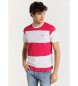 Lois Jeans T-shirt à manches courtes en jacquard tissé à rayures rouges et blanches