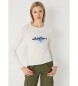 Lois Jeans LangÃ¤rmeliges T-Shirt mit beigefarbenem Grafik-Logo auf der Brust