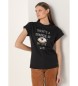 Lois Jeans T-shirt grafica nera a maniche corte