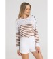 Lois Jeans Box Neck Pullover White Untucked Detail