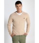 Lois Jeans LOIS JEANS - Basic V-neck jumper with beige bull embroidery