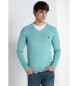 Lois Jeans LOIS JEANS - Pull basique  col en V avec broderie de taureau vert