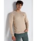 Lois Jeans LOIS JEANS - Pull basique en maille avec col bénitier brodé Toro beige