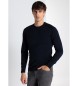 Lois Jeans Pull basique en tricot avec broderie Toro marine