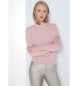 Lois Jeans Jersey básico con cuello caja rosa