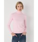 Lois Jeans Jersey básico cuello cisne con logo rosa