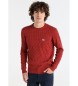 Lois Jeans Roter Kabelstrick-Pullover