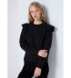 Lois Jeans LOIS JEANS - Black box collar jumper with ruffled shoulders