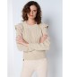 Lois Jeans Trui met beige ruches