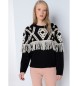 Lois Jeans Rhombus jumper with black fringes