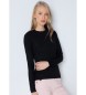 Lois Jeans Slim Fitted Pullover sort ribbet