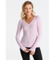 Lois Jeans Różowy sweter z dzianiny kablowej