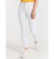 Lois Jeans Calças cor cintura alta skinny tornozelo - cintura média 5 bolsos branco