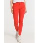Lois Jeans Calças cor cintura alta skinny tornozelo - cintura média 5 bolsos vermelho