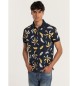 Lois Jeans LOIS JEANS - Navy tropical print short sleeve polo shirt