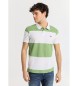 Lois Jeans Kurzarm-Poloshirt mit grünen Querstreifen
