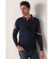 Lois Jeans Poloshirt lange mouw met marine mouwpatches