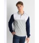 Lois Jeans LÃ¥ngÃ¤rmad tricolour polotrÃ¶ja med grÃ¥ logotyp