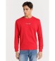 Lois Jeans Basic sweatshirt med trykt tekst på brystet i rødt
