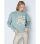 Lois Jeans LOIS JEANS - Grøn chenille-sweatshirt med krave i kasseform