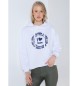 Lois Jeans Grafisk sweatshirt med hætte, hvid