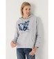 Lois Jeans Kanguro Kapuzensweatshirt mit grauer, mit Pailletten bedruckter Kapuze