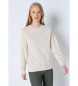 Lois Jeans Off-white Sweatshirt mit Puff-Print