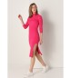 Lois Jeans Roze gebreide midi-jurk