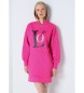 Lois Jeans Sweatshirtkjole med bning i siden pink