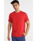 Lois Jeans Koszulka z haftem Liquid Cotton czerwona