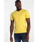 Lois Jeans T-Shirt de manga curta com o logótipo do pescoço em V amarelo