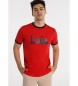 Lois Jeans T-Shirt Kurzarm Rippe Kontrast Logo rot