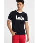 Lois Jeans T-shirt manica corta a coste a contrasto Logo blu scuro